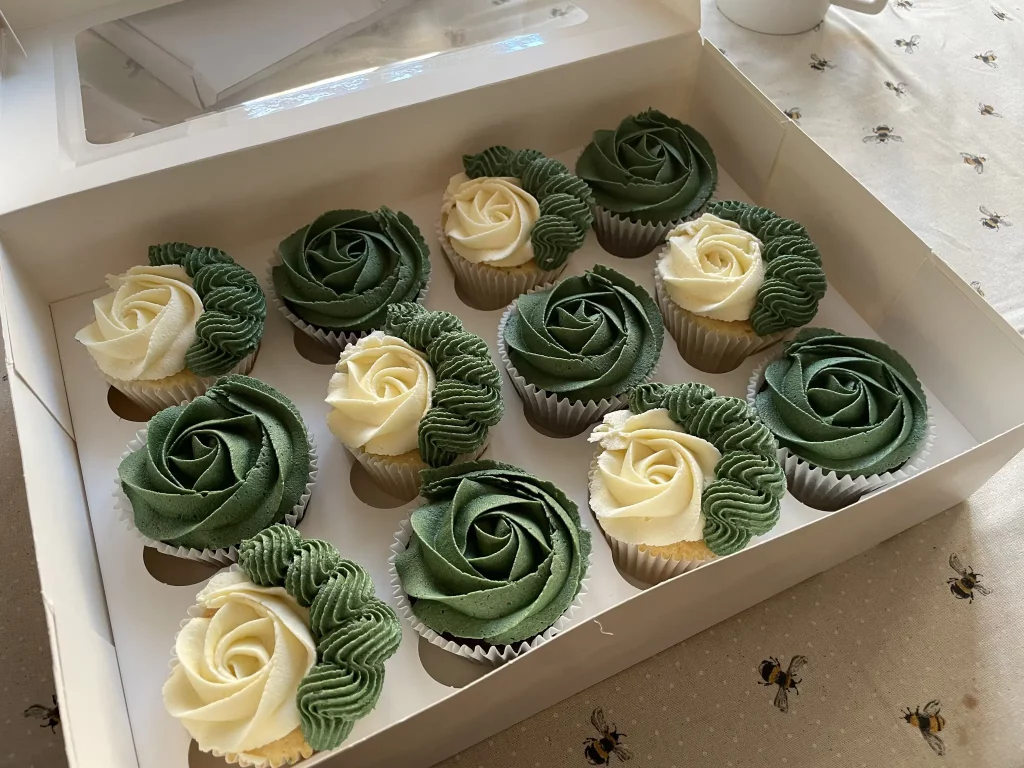 Green Flower Cupcakes