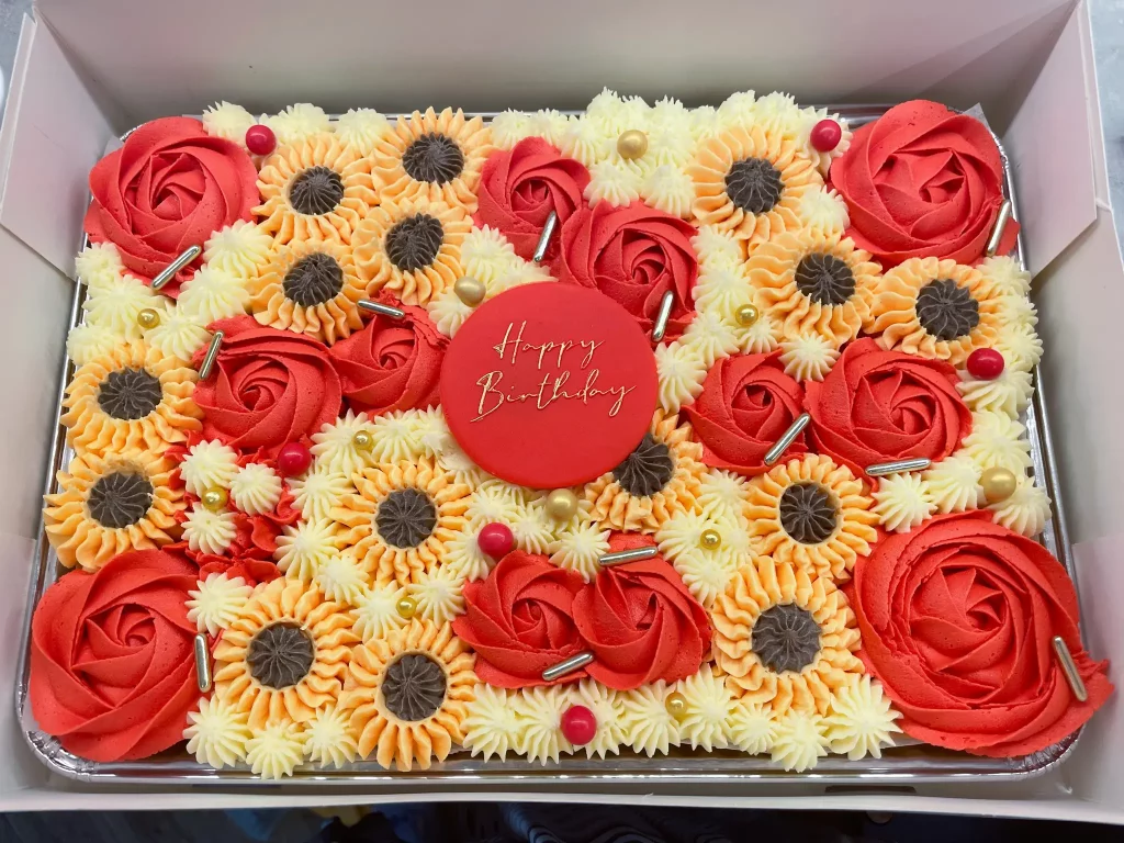 Happy Birthday Flowers Traybake